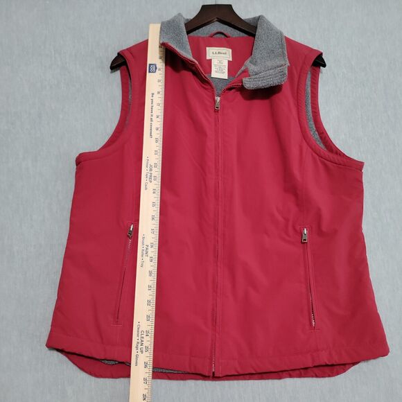 L.L. Bean Womens Large Vest Red Gray Fleece Lined Zip Up Pockets 0 WY09 - Picture 11 of 12